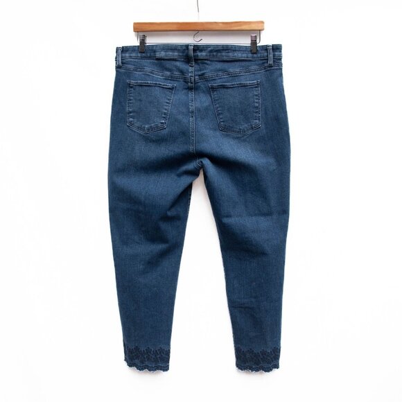 Talbot's Jeans Womens 16 Flawless Slim Ankle Embroidered Hem Blue Stretch Boho - Picture 4 of 7